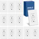 12 Pack Super Slim 15 Amp WR GFCI Outlet, Weather-Resistant, Outdoor 15A GFI Receptacle with LED Indicator, Ground Fault Circuit Interrupter, Screw less Wall plate Included, ETL Listed, White