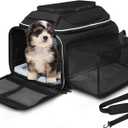 Petskd Top and Side Expandable Pet Carrier 18x11x11 Inches Delta United Airline Approved, Soft-Sided Carrier for Small Cats and Dogs with Locking Safety Zippers and Anti-Scratch Mesh (Black)