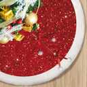 Christmas Tree Skirt, Red Sparkly with Faux Fur Plush Christmas Decorations Tree Base Mat Thick Velvet Rugs for Xmas Party Home Decor (RED)