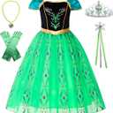 Girls Princess Costume Dress up Green, with Accessories (5/120)