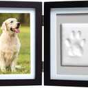 Pearhead Pet Paw Print Photo Frame With Clay Imprint Kit - Wooden Pet Paw Print Frame, DIY Memorial Keepsake for Cats and Dogs, No Mess Clay for Perfect Pawprints, Ideal Home Decor and Gift, Black (Black Clay Print Table Top Frame)
