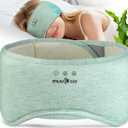 MUSICOZY Bluetooth 5.4 Sleep Headphones Eye Mask with Seaweed Fiber Cotton, Ultra Soft Fully Wrapped Sleep Mask with Headphones for Side Sleepers, 14 Hours Playtime, Gifts for Men Women (Light Green)