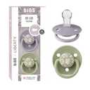 BIBS De Lux Liberty Soother 2-Pack, BPA Free Dummy Pacifier, Round Nipple. Silicone, Made in Denmark, OneSize (0-36 Months), Capel Sage