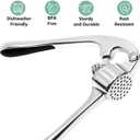 Garlic Press Crusher & Mincer Easy Squeeze Ergonomic Handle, Heavy Duty Zinc Alloy, Dishwasher Safe, Includes Peeler & Cleaning Brush Garlic Ginger Crusher Tool (Imperial Silver)