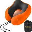 Travel Pillow - 100% Memory Foam - Travel Pillows for Airplane - Neck Pillow Airplane and Car Use - Memory Foam Travel Neck Pillow - Travel Essentials for Women and Men (Orange)