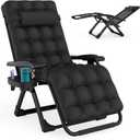 ZENPETIO Zero Gravity Chair with Removable Cushion, Reclining Camping Chair with Cup Holder, Anti Gravity Lounge Chair for Indoor and Outdoor (Black)