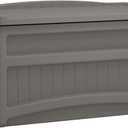 Suncast Outdoor Storage Box - 73 Gallon Stoney Resin Deck Box with Wheels, Handles, and Seat, Heavy-Duty Indoor/Outdoor Storage Bench for Patio Cushions, Shoes, Pool & Garden Gear