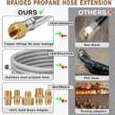 Upgraded 6 Feet High Pressure Braided Propane Hose Extension with Conversion Coupling 3/8" Flare to 1/2" Female NPT, 1/4" Male NPT, 3/8" Male Flare for BBQ Grill, Fire Pit, Heater