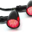 2pcs Black 15 LED Motorcycle Stop Brake Running Turn Signal Indicator Red Lights Compatible with Harley Honda Chopper (Black with net-Red Light)