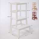 Kitchen Step Stool for Kids with Safety Rail,Toddler Standing Tower for Kitchen Counter, Baby Montessori Stool,Solid Wood Construction,Natural