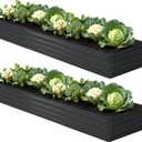 Foxlang 12x2x1ft(2 Pack) Galvanized Raised Garden Bed,Outdoor Planter Box Metal Patio Kit Planting Bed for Vegetables Flowers Herb,Black