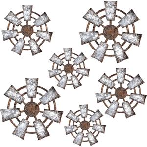 Maitys 6 Pcs Farmhouse Living Room Wall Decor Wood Windmill Hanging Farm House Decorations for Home Country Wood Art Rustic Wooden Windmill Wall Sculpture for Western Kitchen Bedroom