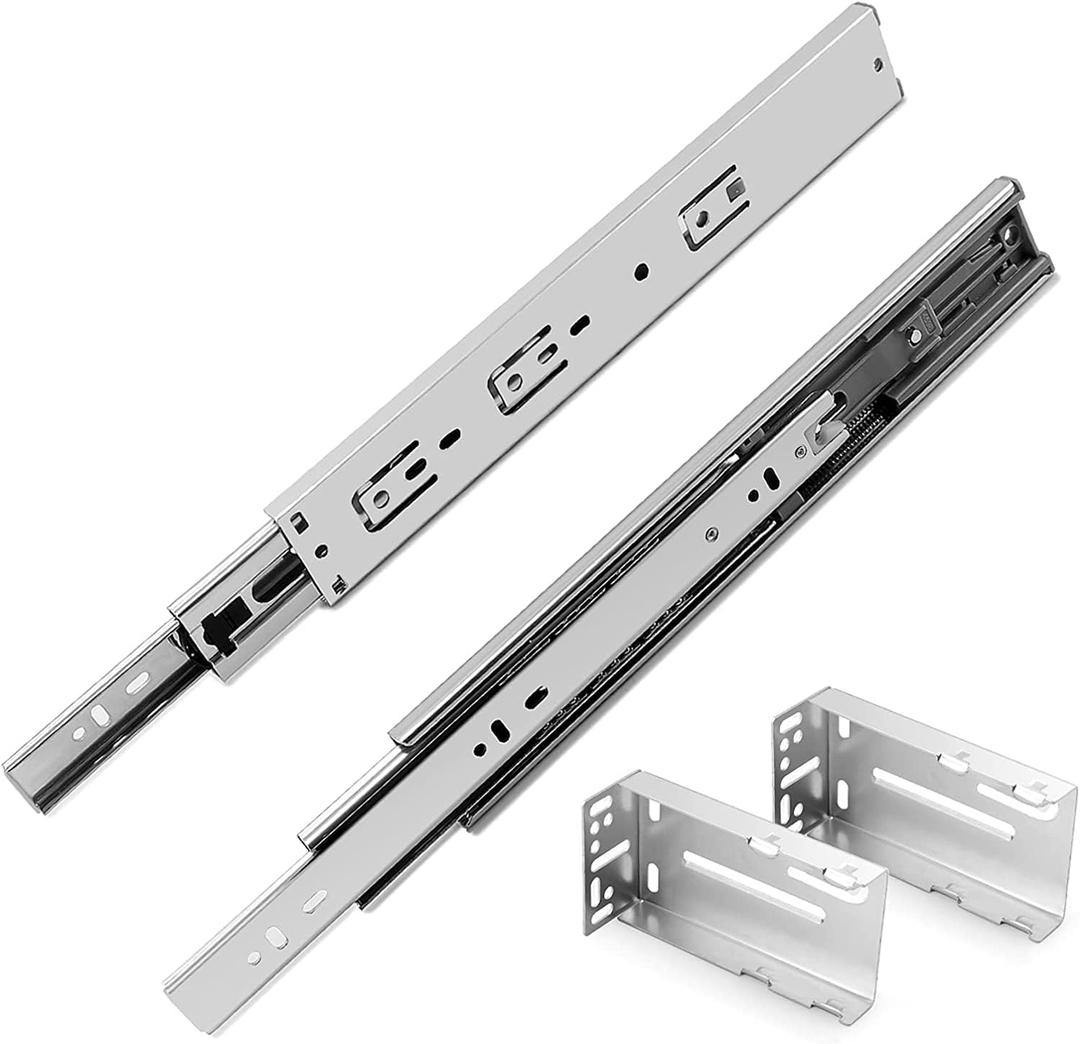 Gobrico 24 Inch Rear/Side Mount Drawer Slides Glides with Brackets Full Extension Soft Closing Ball Bearing Dresser Runners Kitchen Dresser Hardware 6 Pairs (12pcs)
