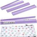 Mahjong Racks with Pushers, Purple Wooden American Mahjong Tile Pushers and Racks Set of 4, with White Printed Mahjong Racks Drawstring Bag, Mahjong Accessories (19.68 Inches), 19.68" L x 2.55" W x 1.06" H