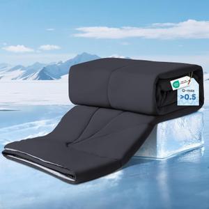 Elegear Revolutionary Cooling Comforter Queen Absorb Body Heat to Keep Cool, Cooling Blanket for Hot Sleepers Japanese Arc-Chill 3.0 Cool Tech Summer Comforter Hypo-Allergenic Cool Quilt-Black/Gray