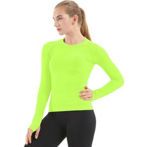 MathCat Seamless Workout Shirts for Women Long Sleeve Yoga Tops Sports Running Shirt Breathable Athletic Top Slim Fit XS