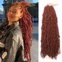 Leeven New Soft Locs 24 Inch Distressed Butterfly Faux Locs 6 Packs Copper Red Boho Goddess Locs Long Ginger Crochet Braids Hair Pre Looped Curly Synthetic Braiding Hair for Women #350 (24 Inch (Pack of 6))