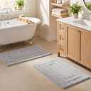 GRANNY SAYS Gray Bathroom Rugs Set 2 Piece, Soft Microfiber Bath Mats, 20"×32" + 16"×24"