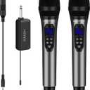 HOTEC Wireless Microphones, Professional UHF Microphone System Dynamic Microphones with Echo/Volume Control & Rechargeable Receiver for PA System, Karaoke Machine, Mixer, Speech, Wedding, Church