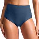 G Gradual Women's High Waisted Bikini Bottoms Tummy Control Swim Bottom (Blue, L)