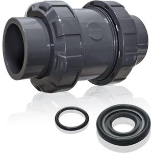 PVC True Union Check Valve, 2'' Slip Swing Full Port Utility, Sch80 Socket Pool Ball for Backflow Prevention