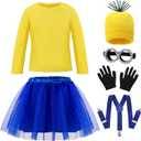 Spooktacular Creations Halloween Child Girl Cute Yellow Shirt Tutu Outfit, Kids Costume Accessories Set for Holiday Parties (Small(5-7 yrs))