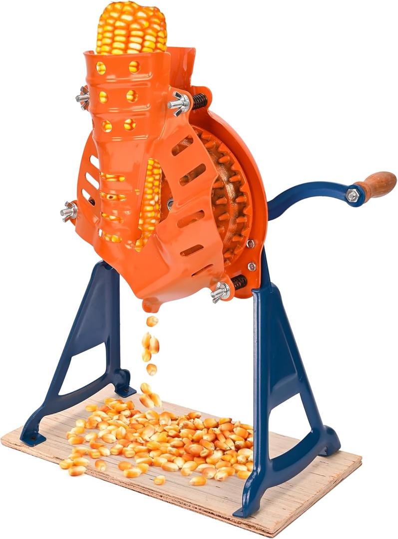 Corn Sheller Hand Crank, Steel Corn Cob Thresher with Stand, Manual Quick Corn Cob Stripper Tool for Home Use, Heavy Duty Corn Cob Stripper for Farms and Families