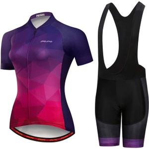 Hotlion Women's Cycling Jersey Sets Summer Bike Clothing Suits Road Bicycle Clothes Short Sleeve Biking Outfits (Large, B2jp2005)