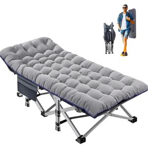 ABORON Camping Cot for Adults, Folding Sleeping Cot with Mattress, 500 lb Capacity Heavy Duty Outdoor Folding Sleeping Bed, Portable Cot Bed for Camping, Indoor Guest Use, Home & Travel (Birch Oversized Gray)