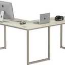 SHW Mission 55 x 60 Inches L-Shape Home Office Computer Desk, Maple