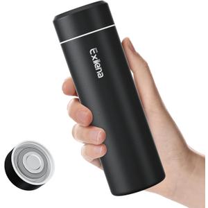 UpgradedExllena Small Insulated Water Bottle 12 oz/350ml Mini Insulated Water Bottle for Hot & Cold Drinks, Perfect Small Water Bottle for Travel, Purse...(Black) (11.8 Ounces)