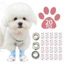 Disposable Dog Booties for Dog Cats, Pet Booties Waterproof and Breathable with Adjustable Bandage,Unstoppable Paw Protectors for Dogs Cats, 20 Counts(S)