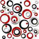 Outus 72 Pieces Wall Stickers Decor Acrylic Circle Mirror Removable Red and Black Wall Decor Round Dots Bulk DIY Red Living Room Decals Modern Art Murals for Home Bathroom Bedroom Decoration