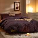 JELLYMONI Purple Duvet Cover Full Size, 3pcs Washed Microfiber Bedding Set, Soft Breathable Seersucker Duvet Cover Set with Zipper Closure and Corner Ties for All Seasons  Purple, Full(80"×90")