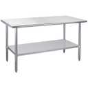 Profeeshaw Stainless Steel Prep Table 60x30 Inch NSF Commercial Work Table with Undershelf Heavy Duty Table for Kitchen Restaurant Home Hotel (No Backsplash)