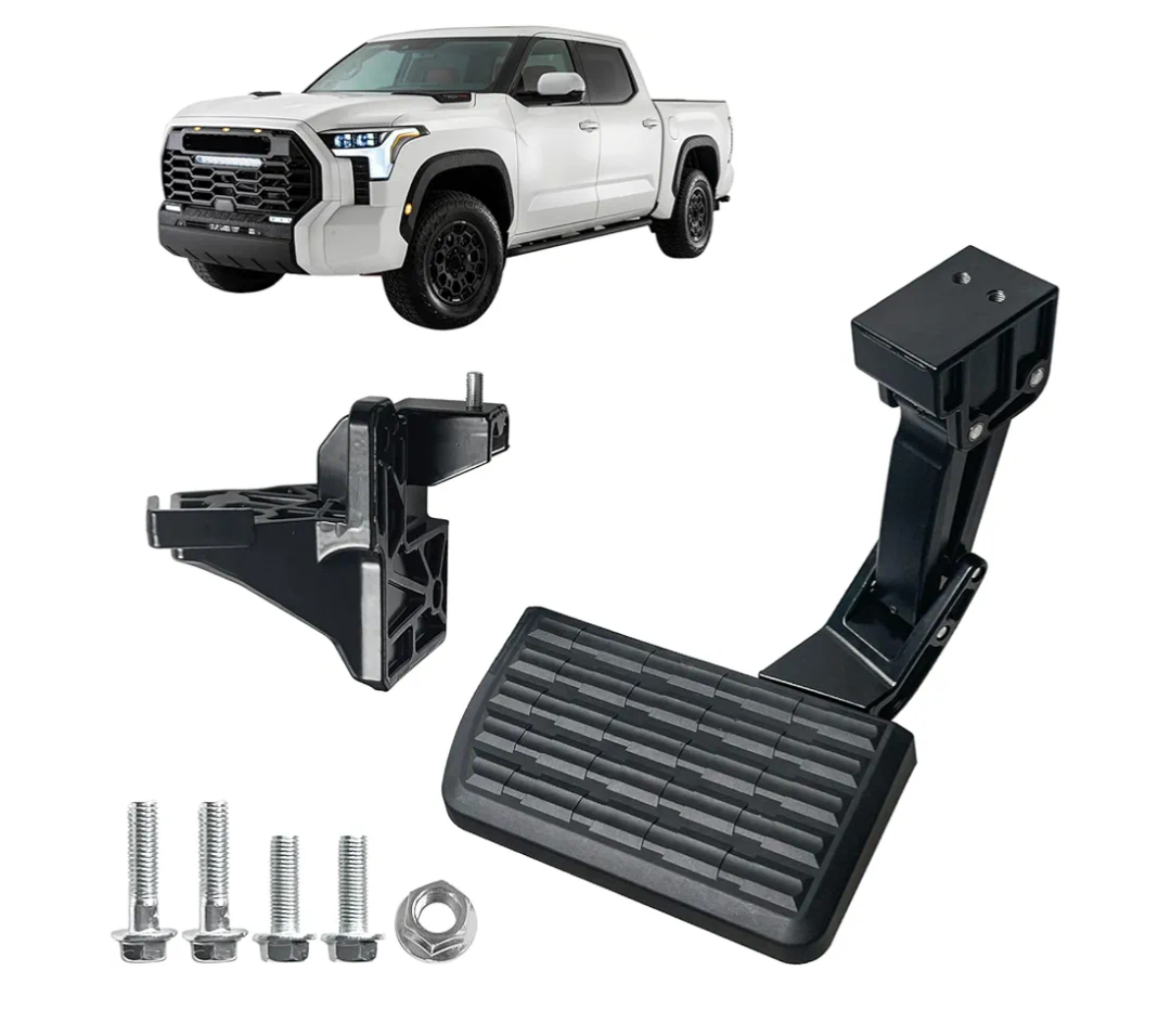 Bed Step Tailgate Step Compatible with Toyota Tundra 2022-2025, Black Aluminum Alloy + PPA, 300 lbs Capacity, Industrial Style, Replaces PTS30-34000