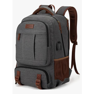 Tzowla Canvas Laptop Backpack,Bag for Men Women,Travel Work Rucksack Fits 15.6 Inch Laptop, Bookbag with USB Charging Port-Dark Grey