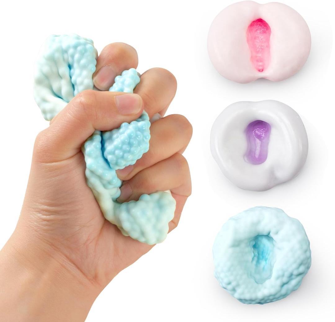 ZIFTY 3 Pack Stress Balls for Adults Smoothie Squishy Balls in 3 Materials for Sensory Calming Stress Relief Squeeze Fidget Toys Anxiety and Stress Relief 