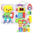 Toddler Toys for 1-2 Year Old Boy, Musical Montessori Busy Board, Early Educational Toy for Toddlers 1-3, Motor Skills Developmental Toy for 12-18 Month Age, Birthday Gift for 1+ Year Old Boy Girl