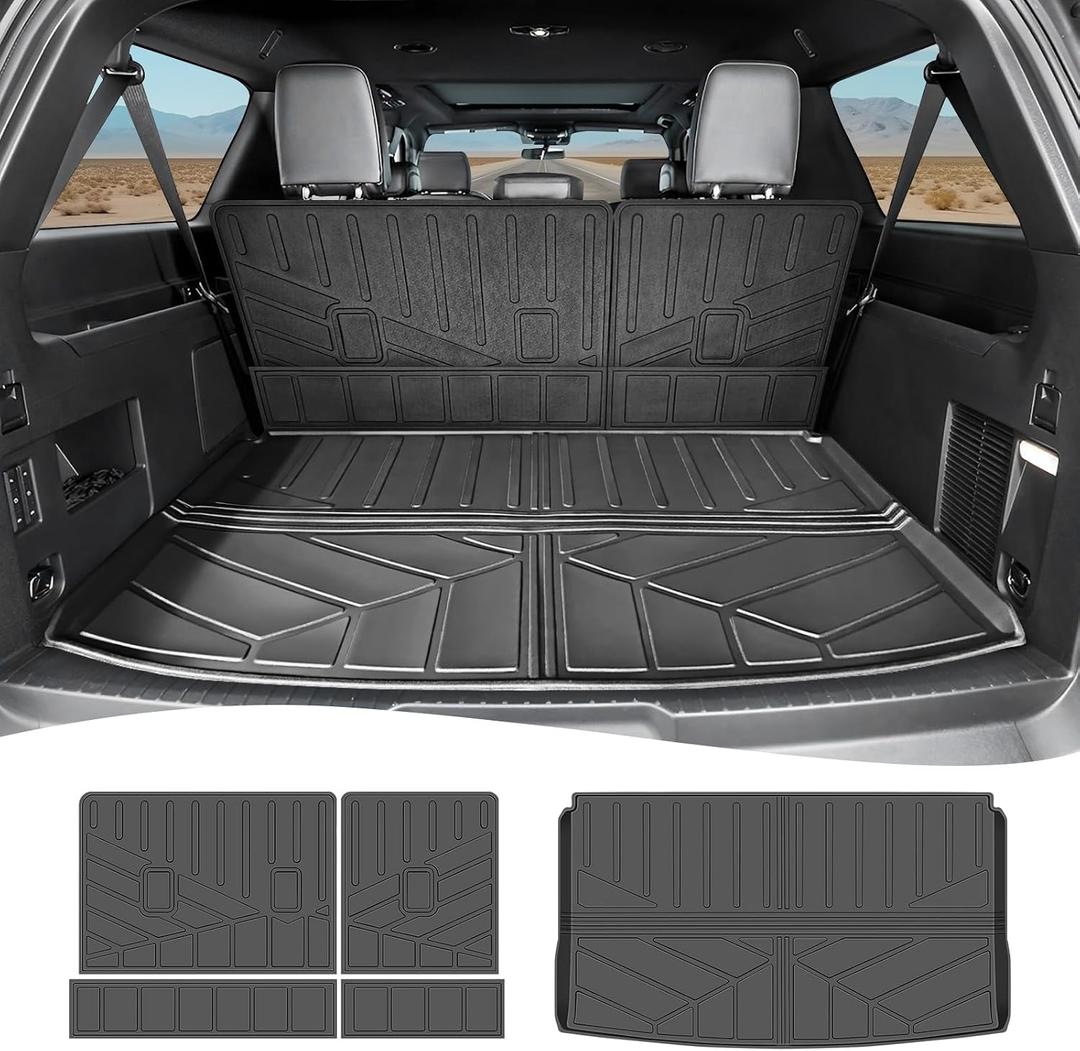 Cargo Mat for 2018-2025 Ford Expedition Max/Lincoln Navigator L Cargo Liner TPE Seat Back Cover Backrest Mat for Ford Expedition Max/Lincoln Navigator L Accessories(Cargo Mat+Seat Back Cover)