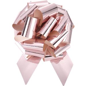 MECCANIXITY 20pcs 6 Inch Metallic Large Big Pull Bow Gift Wrapping Bows Ribbon for Wedding Car Baskets Presents Christmas Bow, Rose Gold