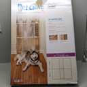 MidWest Homes for Pets Wire Mesh Pet Safety Gate, Pressure Mounted Dog Gate Measures 44 Inches Tall & Expands to 29-50 Inches Wide, Natural Wood & White Powder Coated Wire Mesh (Large)