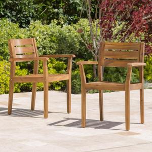 Christopher Knight Home Stamford Outdoor Acacia Wood Dining Chairs, 2-Pcs Set, Teak Finish
