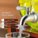 Drink Dispenser with Acacia Wood Stand and Lid,2 Gallon Glass Beverage Dispenser with Stainless Steel Spigot for Parties, Picnics, Barbecues, Lemonade, Sun tea Jar, Ice coffee, Laundry Detergent Dispenser