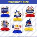 Lenwen 48 Pcs Happy Labor Day Decors Set with Labor Day Banner 3D Honeycomb