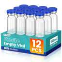 10ml Sterile Vials with Self Healing Injection Port and Sealing Cap, Glass Sterile Vials for Injections 12 PackEmpty Vial, No Liquid