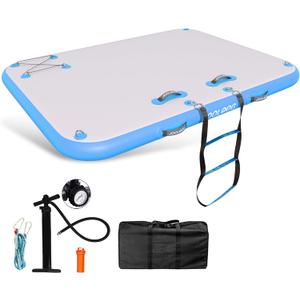 Inflatable Floating Dock Mat,6 inches Thick Inflatable Stable Platform Raft with Storage Bag None-Slip Surface for Lake Beach Pool, 10ft x 6 ft x 6in