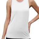 Bestisun Racerback Workout Athletic Tank Tops Sleeveless Yoga Gym Shirts for Women (White, L)