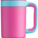 POWCAN 40 oz Tumbler with Handle, 2-in-1 Straw and Sip Lid, Leakproof, Dishwasher Safe, Insulated Stainless Steel Travel Coffee Mug, Keeps Cold for 34 Hours, Fits in Car Cup Holder (Petal)