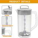 Frcctre 2 Pack Mixing Pitcher for Drinks 2 Quart/ 64oz Plastic Water Pitcher with Lid, Easy-Mix Angled Plastic Blades and Adjustable Mixer Plunger Container for Juice, Milk, Tea, Beverage Container